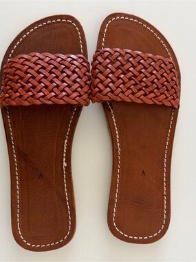Woven Slide Sandals in Rust Brown - Women's Casual Slides Estimated Size 9-10